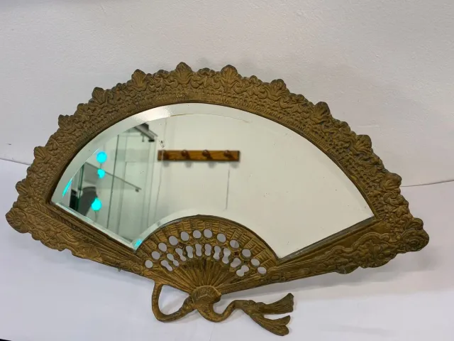 Espejo abanico dorado metal y cristal