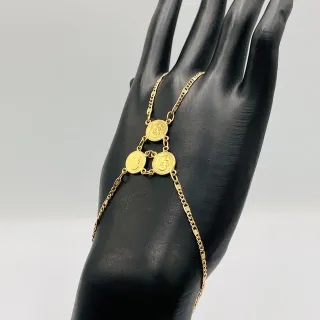 Pulsera manita 3 monedas 18K