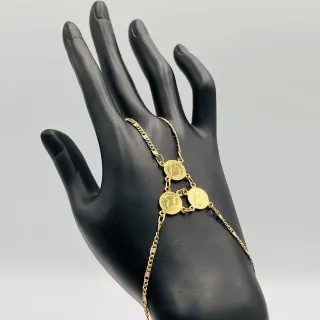 Pulsera manita 3 monedas 18K