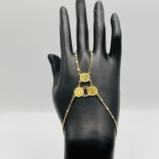 Pulsera manita 3 monedas 18K
