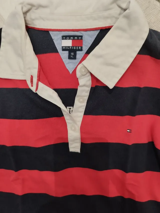 Polo Tommy Hilfiger T 16 niño Rayas Rojo/Negro