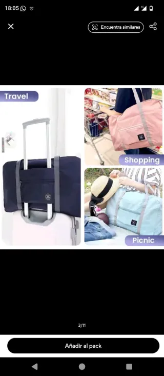 Mochila de viaje plegable  En color negro