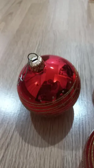 Bolas Navidad Rojas Decoradas 8cm (Set 6)