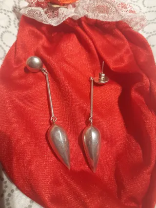 Pendientes largos plata