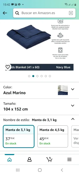 8 Mantas Ponderada Azul