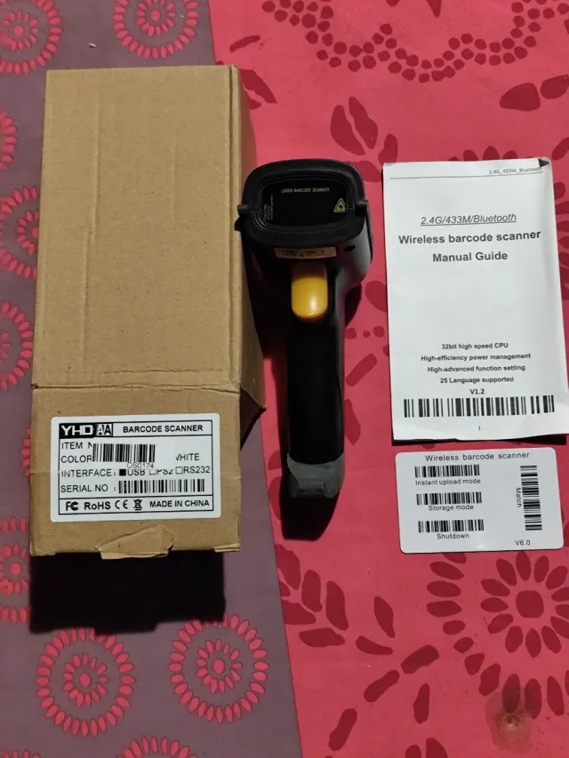 Lector Código Barras YHD 2.4G/433M/Bluetooth