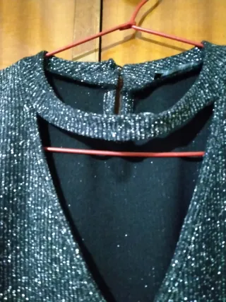 Vestido Zara Negro Plateado