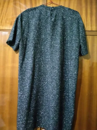 Vestido Zara Negro Plateado