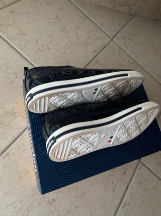 real patent shiny leather blue sneakers