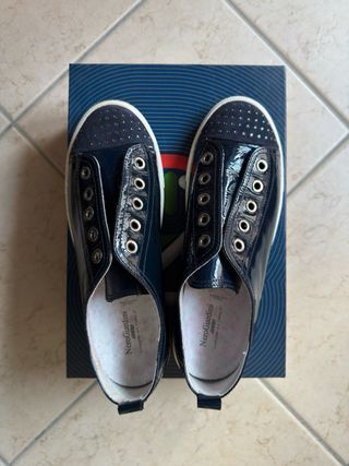 real patent shiny leather blue sneakers