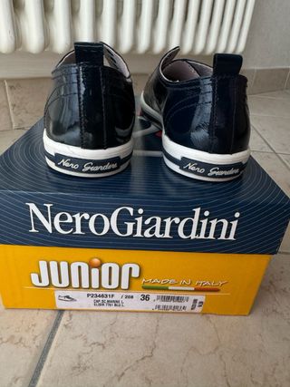 real patent shiny leather blue sneakers