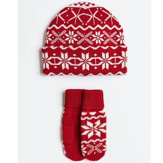 Gorro y Manoplas Jacquard Invierno Niños 3-7 Años