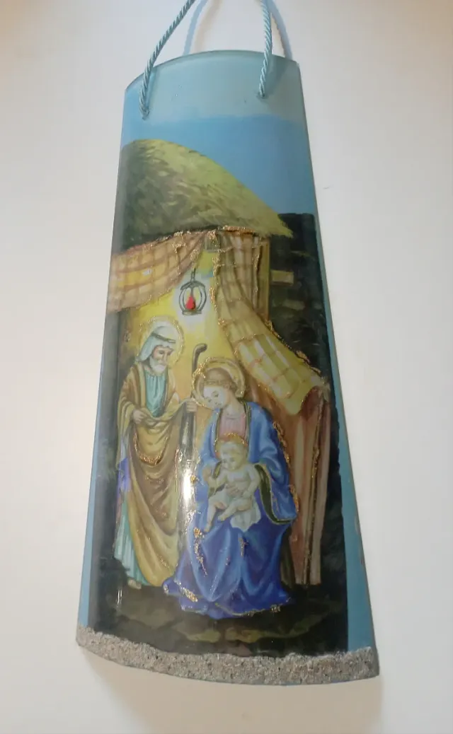 Decorazione Vetro Natività Natale da appendere.