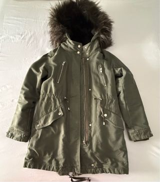 Parka verde militar con forro desmontable