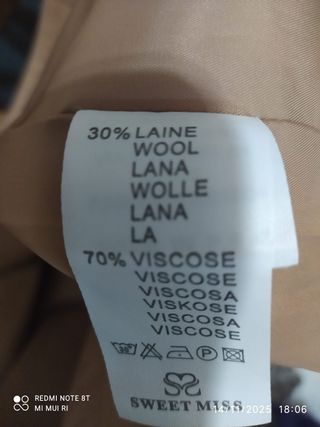 Abrigo Lana Viscosa Sweet Miss Talla M