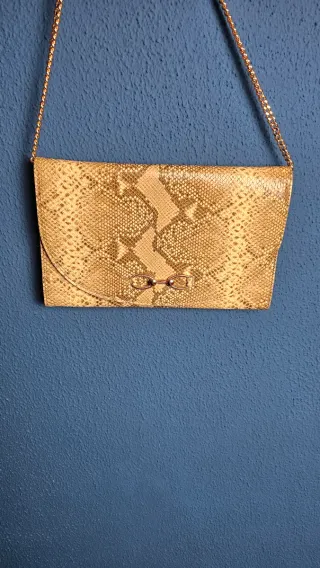 Bolso bandolera Twinset de piel, estampado serpien