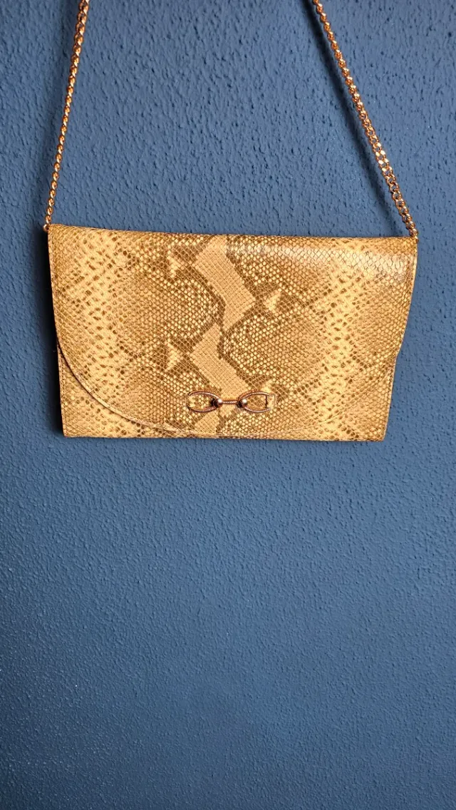 Bolso bandolera Twinset de piel, estampado serpien