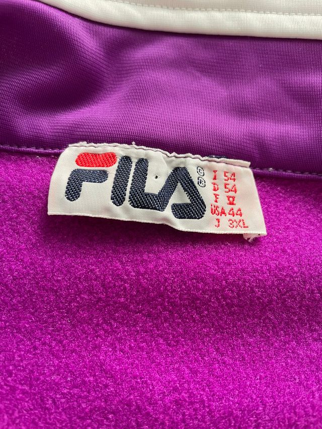 Giacca Track Fila Vintage Bianca con Dettagli Viola e Teal - Taglia L