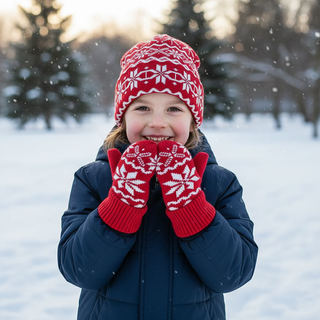 Conjunto Gorro y Manoplas Jacquard Niños