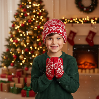 Conjunto Gorro y Manoplas Jacquard Niños