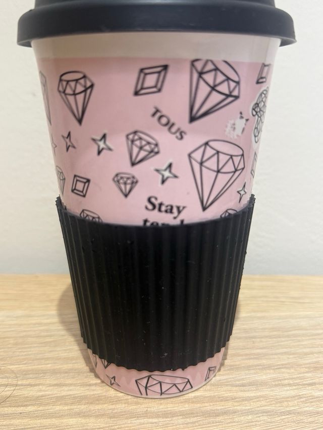 Vaso cerámica Tous diseño diamantes rosa