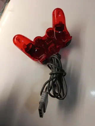 Mando PS2 Rojo Transparente
