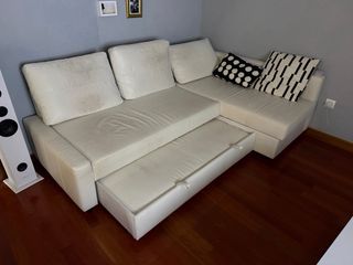 Divano ad angolo in pelle sintetica bianco