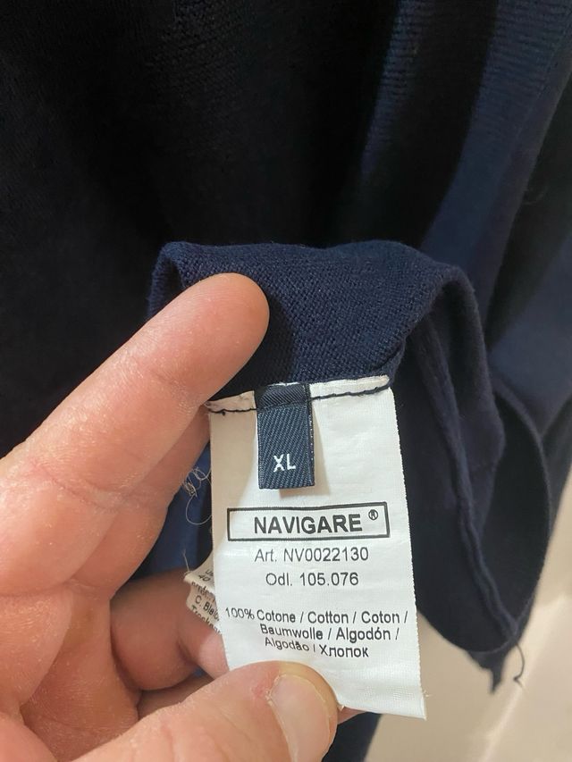 Maglione Navigare Uomo Blu Cotone Taglia XL