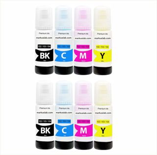 8 Botellas Tinta Epson 102 Compatibles BK C M Y