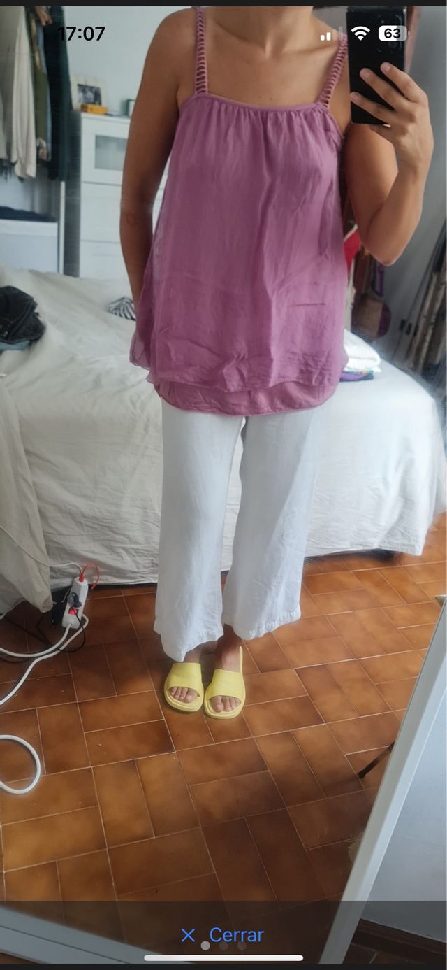 Blusa rosa doble capa tirante grueso