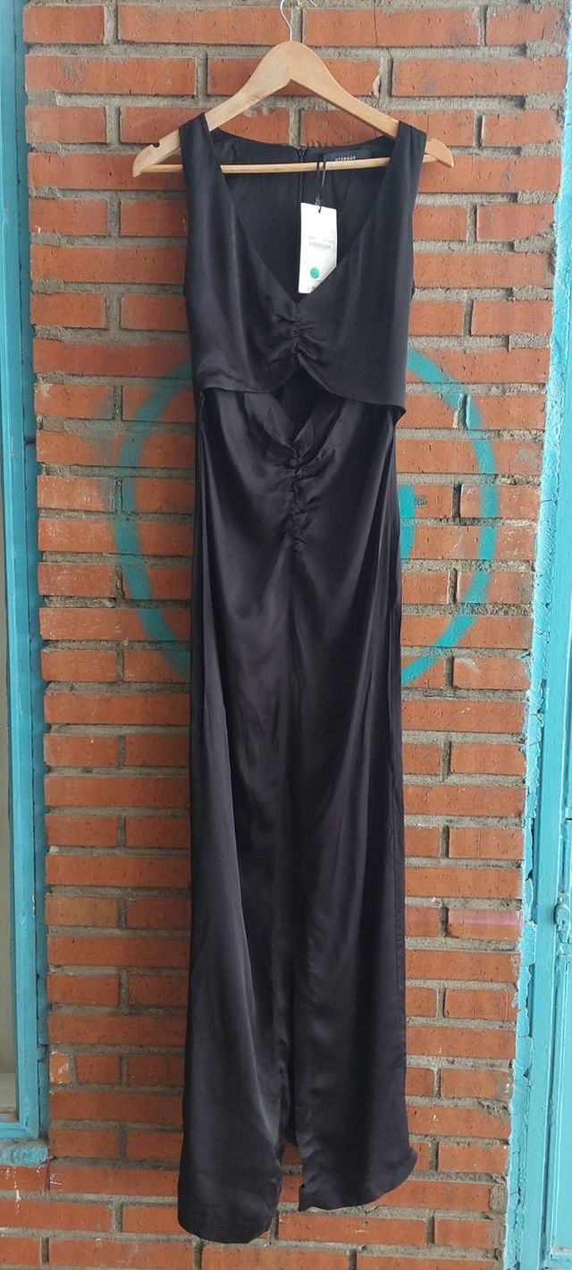 Vestido largo Uterqüe negro talla S