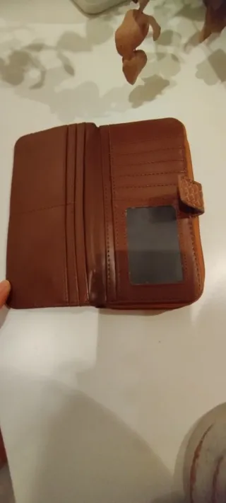 Cartera monedero Misako marrón trenzada