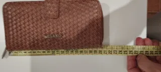 Cartera monedero Misako marrón trenzada
