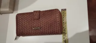 Cartera monedero Misako marrón trenzada