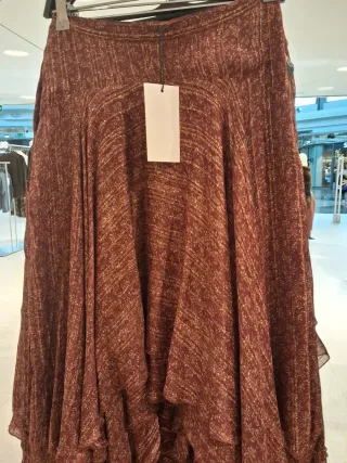 Falda Zara Marrón con Detalles Dorados