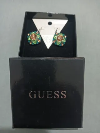 Pendientes Guess Flor Dorados y Verdes