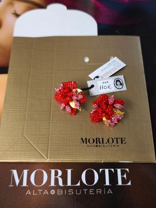 Pendientes Morlote Alta Bisutería Flor Roja