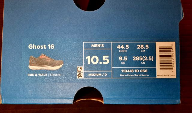 scarpe Brooks Ghost 16 tg. 44,5 col. black *NEW