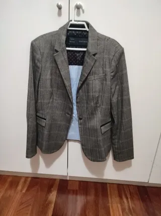 Blazer cuadros Zara gris