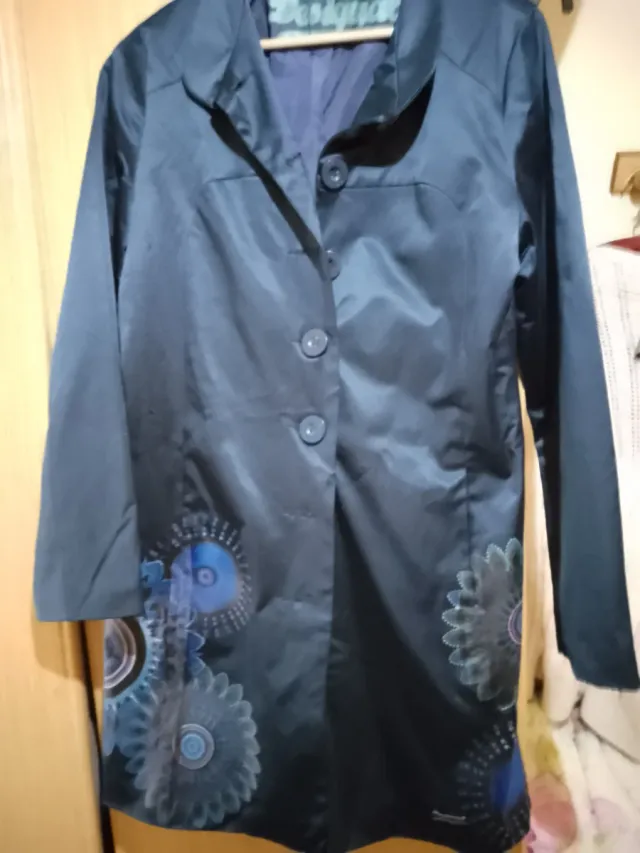 Abrigo Desigual mujer azul estampado talla L es az