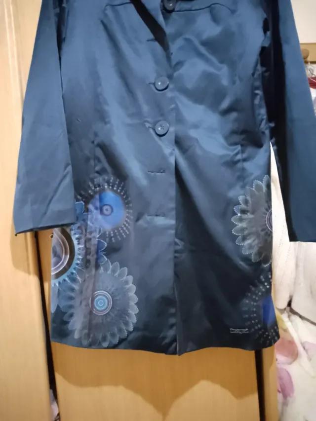 Abrigo Desigual mujer azul estampado talla L es az