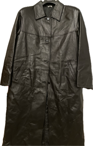 Cappotto lungo in vera pelle nera - Taglia 50