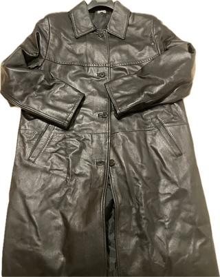 Cappotto lungo in vera pelle nera - Taglia 50