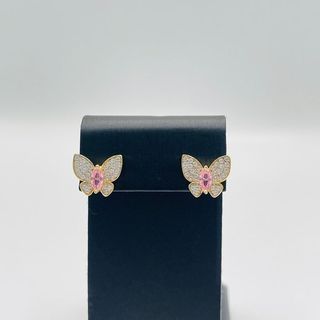 PENDIENTES MARIPOSA PEQUEÑA ROSA 18K