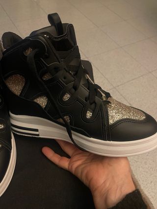 Sneakers Nere e Oro Glitter