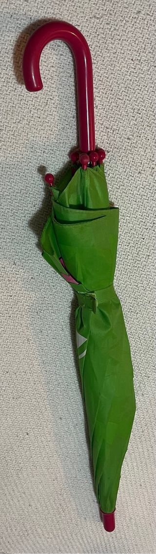 Paraguas infantil verde con cara de rana