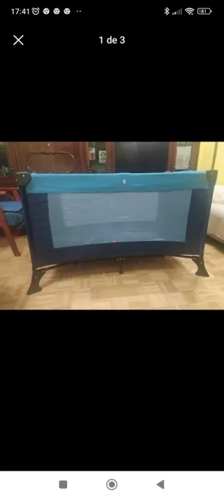 Cuna de viaje azul