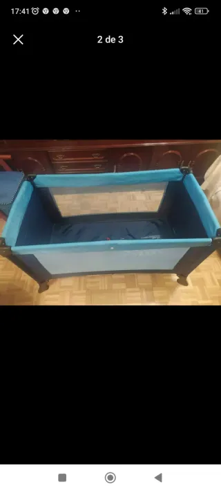 Cuna de viaje azul