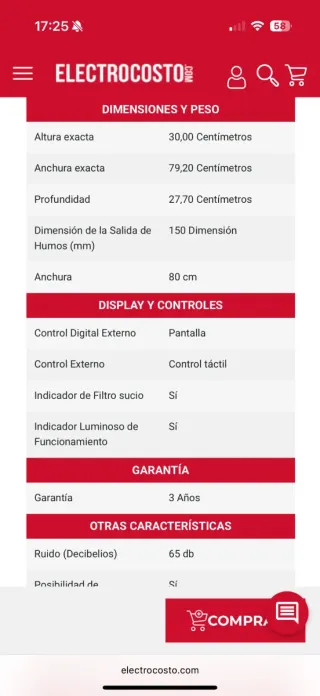 Campana extractora Cata negra