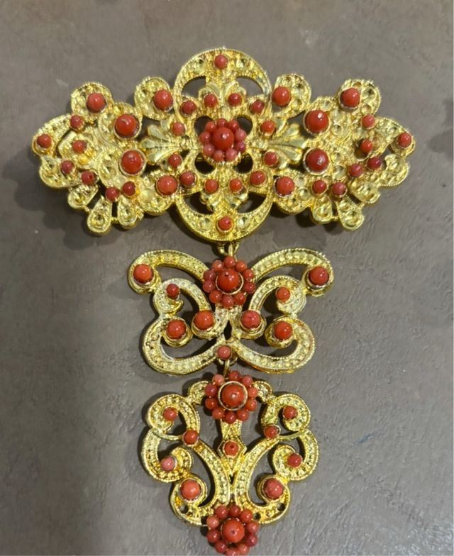 Aderezo Fallera Coral y Dorado